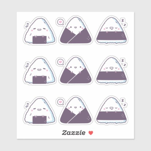 かわいい日本の食べ物おにぎりおもしろい シール (シート)