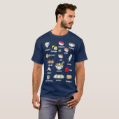 かわいい日本の食べ物ジャパン恋人すしラーメン Tシャツ (正面フル)