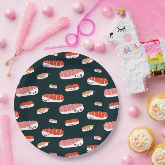 かわいい日本の食べ物大燈籠すしかわいい夏 ペーパープレート (パーティー)