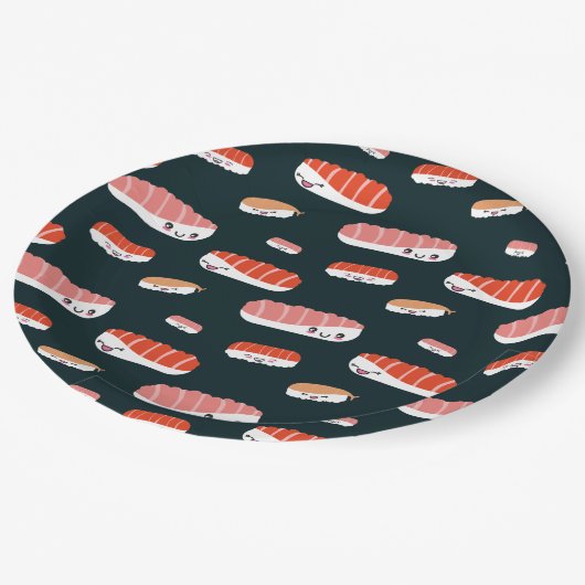 かわいい日本の食べ物大燈籠すしかわいい夏 ペーパープレート (アングル)