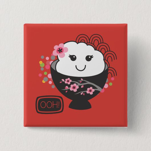 かわいい日本の食べ物 缶バッジ (正面)