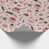 かわいい日本の鶴の鳥のパターンのギフトかわいい夏 ラッピングペーパー (角)