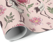 かわいい日本の鶴の鳥のパターンのギフトかわいい夏 ラッピングペーパー (ロールコーナー)