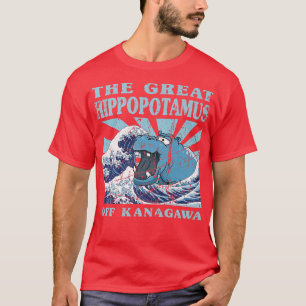 かわいい日本のWAVE素晴らし Hippo Cute Japan Tシャツ