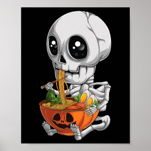 かわいい日本アニメスケルトンハロウィンラーメン ポスター
