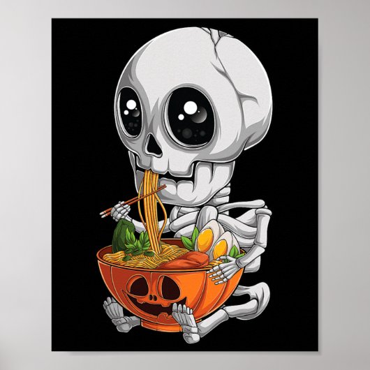 かわいい日本アニメスケルトンハロウィンラーメン ポスター (正面)