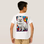 かわいい日本スピッツの犬の肖像画 🐶✨🤍 Tシャツ (裏面フル)