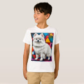 かわいい日本スピッツの犬の肖像画 🐶✨🤍 Tシャツ (正面フル)