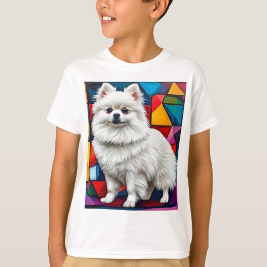 かわいい日本スピッツの犬の肖像画 🐶✨🤍 Tシャツ (正面)