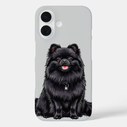 かわいい日本スピッツの黒犬の子犬のペット愛好家 Case-Mate iPhoneケース (裏面)