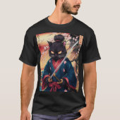 かわいい日本侍猫 Tシャツ (正面)