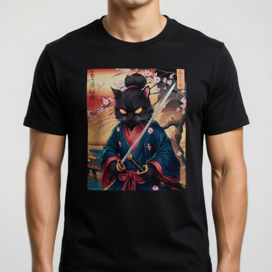 かわいい日本侍猫 Tシャツ