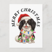 かわいい日本狆のサンタ帽子 クリスマス (正面)