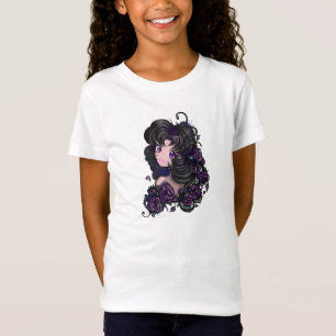 かわいい日本製アニメのマンガの女の子の目! 女の子の子供T Tシャツ
