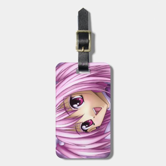 かわいい日本製アニメの女の子の女中 ラゲッジタグ (正面縦)