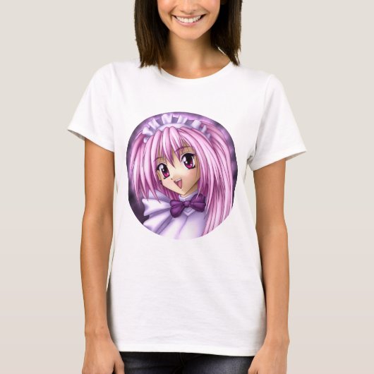 かわいい日本製アニメの女の子の女中 Tシャツ (正面)