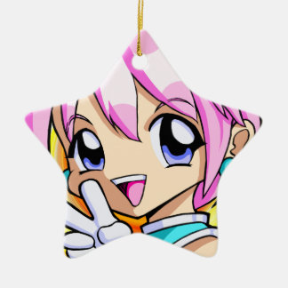 かわいい日本製アニメの女の子 セラミックオーナメント