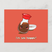 かわいい日本製アニメの醤油"私は幸せな大豆です! " ポストカード (正面)