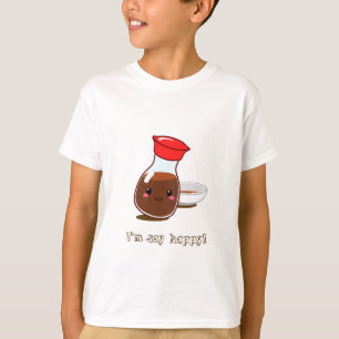 かわいい日本製アニメの醤油"私は幸せな大豆です! " Tシャツ