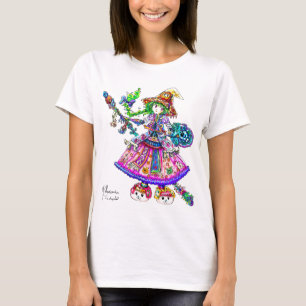 かわいい日本製アニメの魔法使いのかわいいのハロウィンの魔法綴り Tシャツ