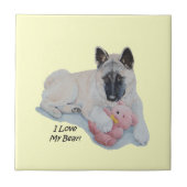 かわいい日本語秋田およびテディー・ベアの現実主義者の芸術 タイル (正面)