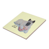 かわいい日本語秋田およびテディー・ベアの現実主義者の芸術 タイル (側面)