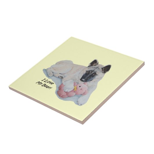 かわいい日本語秋田およびテディー・ベアの現実主義者の芸術 タイル (側面)