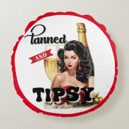 かわいい日焼け＆酔っ払いピンナップの抱き枕 ラウンドクッション