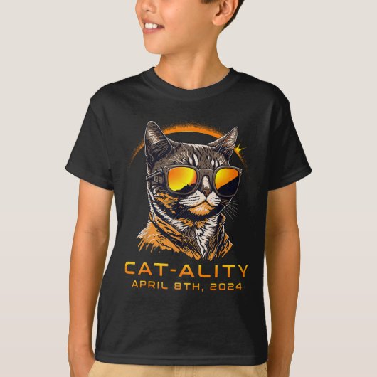 かわいい日食猫の性質トータル Tシャツ (正面)