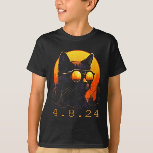 かわいい日食 黒猫 エクリプス Tシャツ (正面)