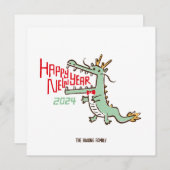 かわいい旧正月 辰年 2024 シーズンカード (正面/裏面)