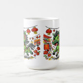 かわいい旧正月 馬の年 コーヒーマグカップ (中央)