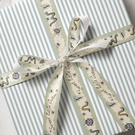 かわいい昆虫ボホパステルズブルーセージクリーム男の赤ちゃん グログランリボン