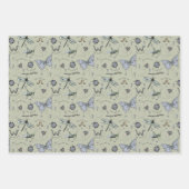 かわいい昆虫ボホパステルズブルーセージクリーム男の赤ちゃん ラッピングペーパーシート (正面)