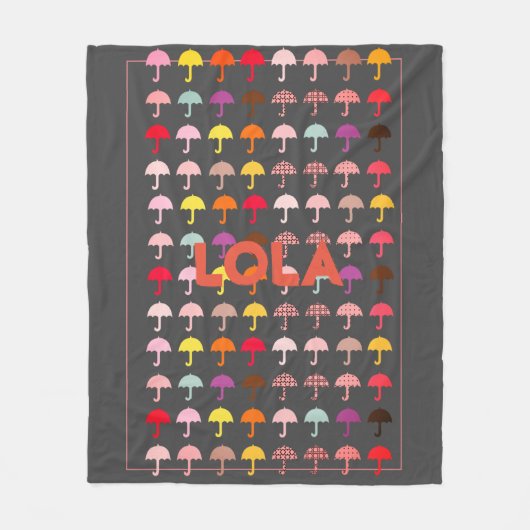 かわいい明るいおもしろい傘のパターン追加名ブランケット フリースブランケット (正面)