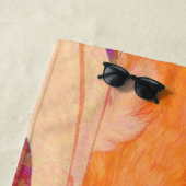 かわいい明るいオレンジ色のタビーネコ ビーチタオル (インサイチュ)