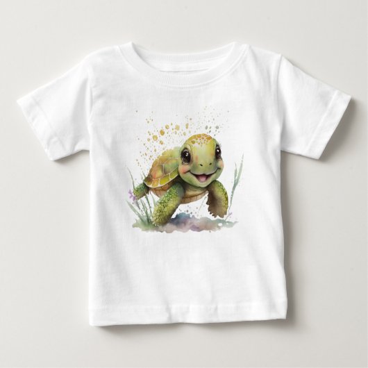 かわいい明るいカメ素晴らしベビージャージーTシャツ ベビーTシャツ (正面)