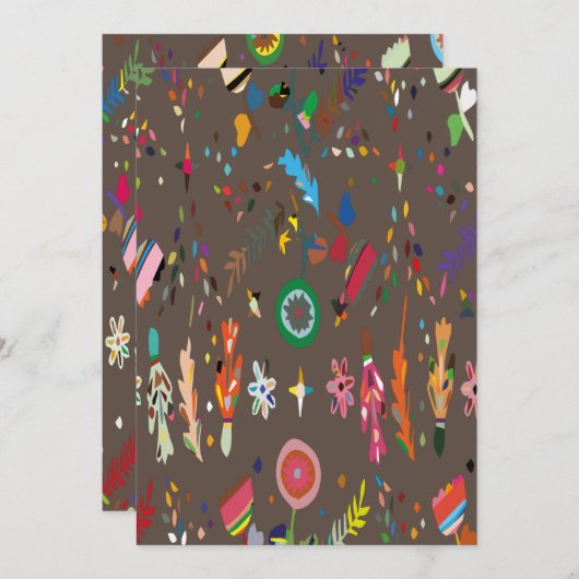 かわいい明るいカラフルフローラ セーブザデート (正面/裏面)