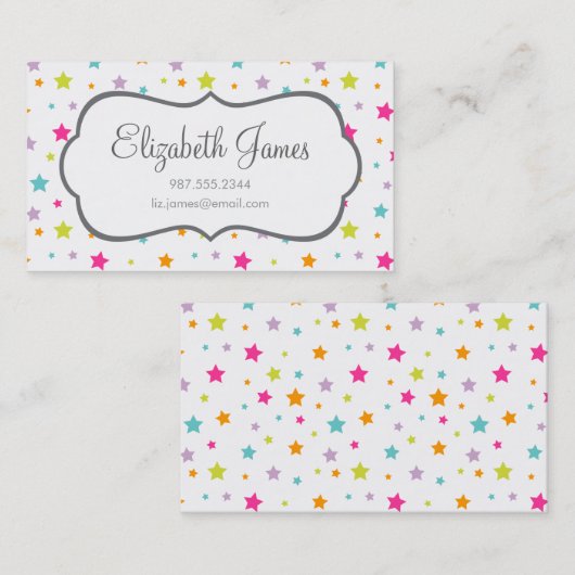 かわいい明るいカラフル星 名刺 (正面/裏面)