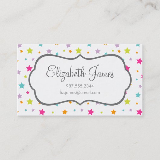 かわいい明るいカラフル星 名刺 (正面)