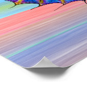 かわいい明るいサンセットカラーズアートシーホース ポスター (角)