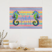 かわいい明るいサンセットカラーズアートシーホース ポスター (キッチン)