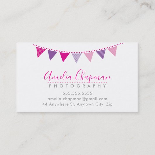 かわいい明るいバントはっきりしたパーティーかわいらしピンク紫 名刺 (正面)