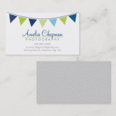 かわいい明るいバントはっきりしたパーティーネイビーブルーライム 名刺 (正面/裏面)