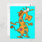 かわいい明るいヒッピーの花キリン漫画 ポストカード (正面/裏面)