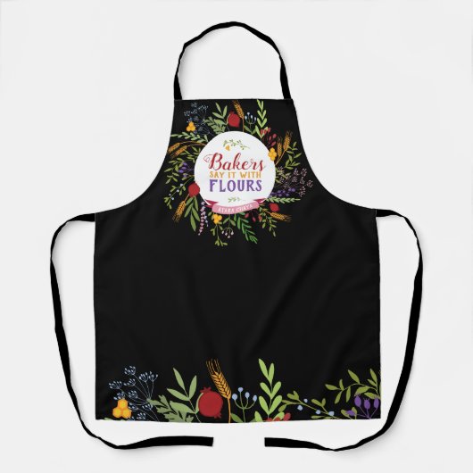 かわいい明るいベーカーフローラエプロン エプロン (正面)