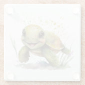 かわいい明るい亀のガラスのコースター ガラスコースター (裏面)