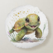 かわいい明るい亀の丸い枕 ラウンドクッション (裏面)