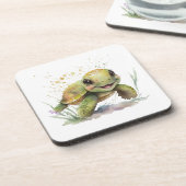 かわいい明るい亀の懸命プラスチックコースター コースター (左側)