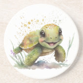 かわいい明るい亀の砂岩コースター コースター (正面)